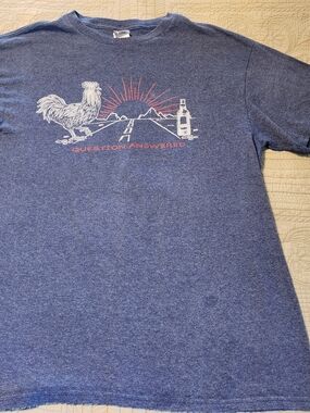 Delta Men's Heather Blue Graphic Tee with Rooster Sunrise